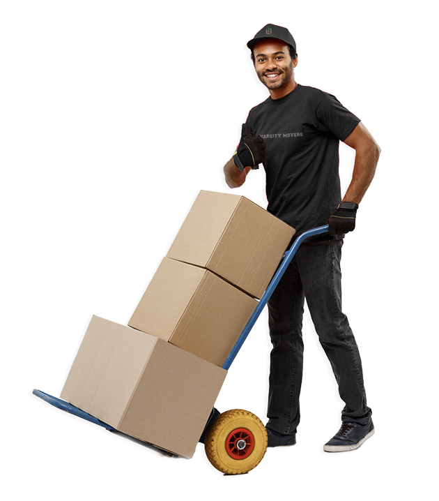 An image of Varsity Movers LLC guy using handcart to deliver items
